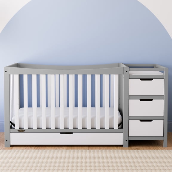 Graco Remi 4-in-1 Convertible Baby Crib and Changer, Pebble Gray