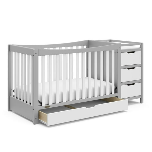 Graco Remi 4-in-1 Convertible Baby Crib and Changer, Pebble Gray