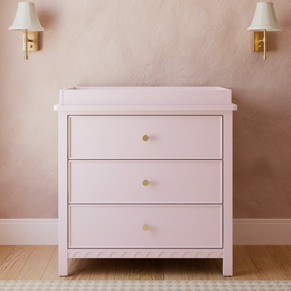 Graco Sasha 3 Drawer Dresser with Infant Changing Topper, Blush