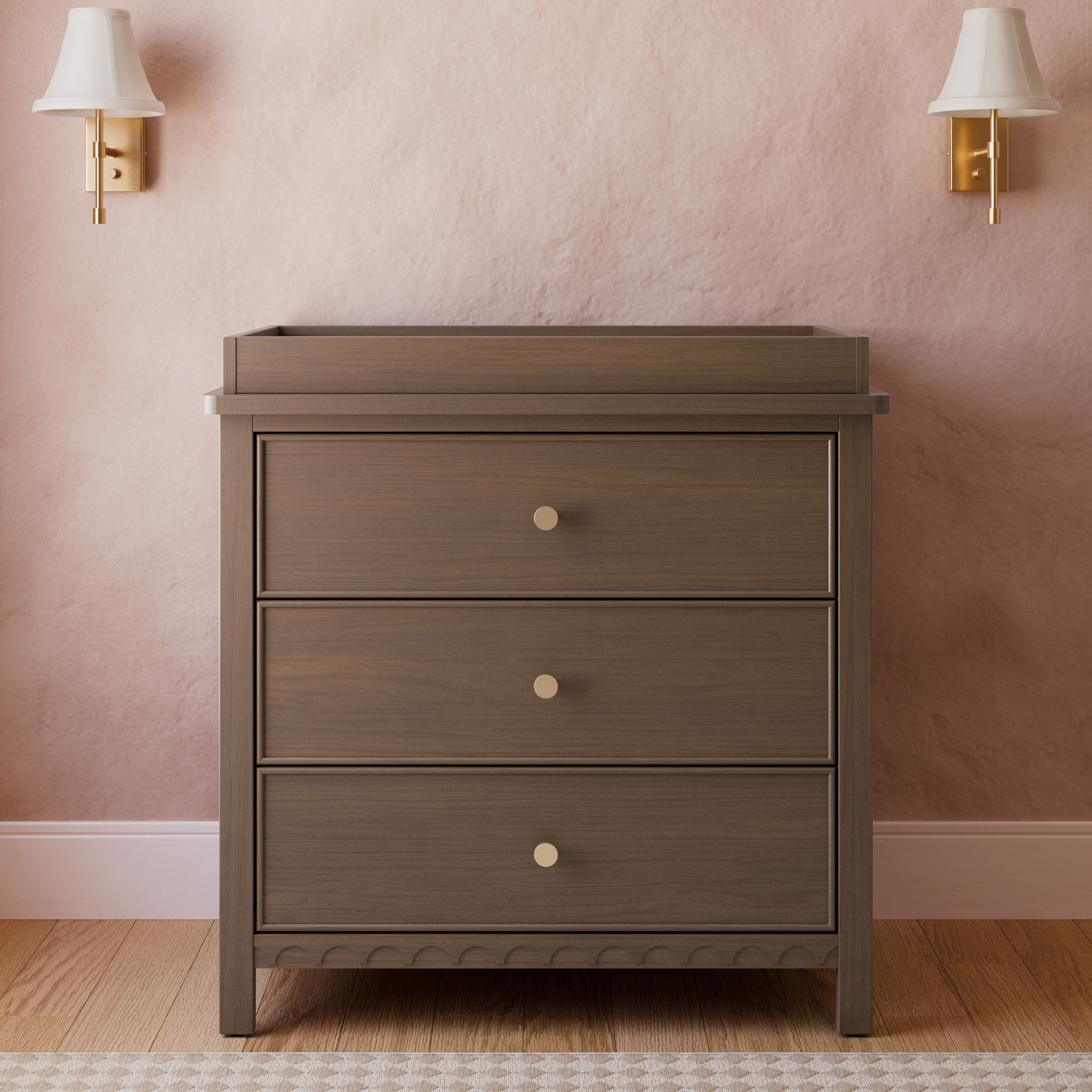 Graco Sasha 3 Drawer Dresser with Infant Changing Topper, Hazelnut