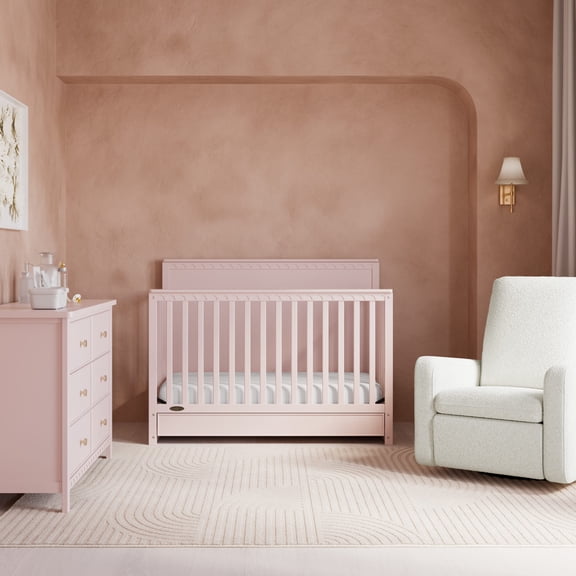 Graco Sasha 5-in-1 Convertible Baby Crib with Drawer, Blush