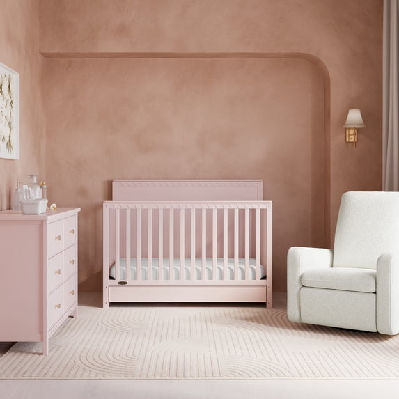 Graco Sasha 5-in-1 Convertible Baby Crib with Drawer, Blush