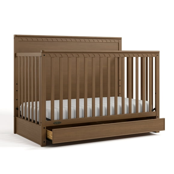 Graco Sasha 5-in-1 Convertible Baby Crib with Drawer, Hazelnut
