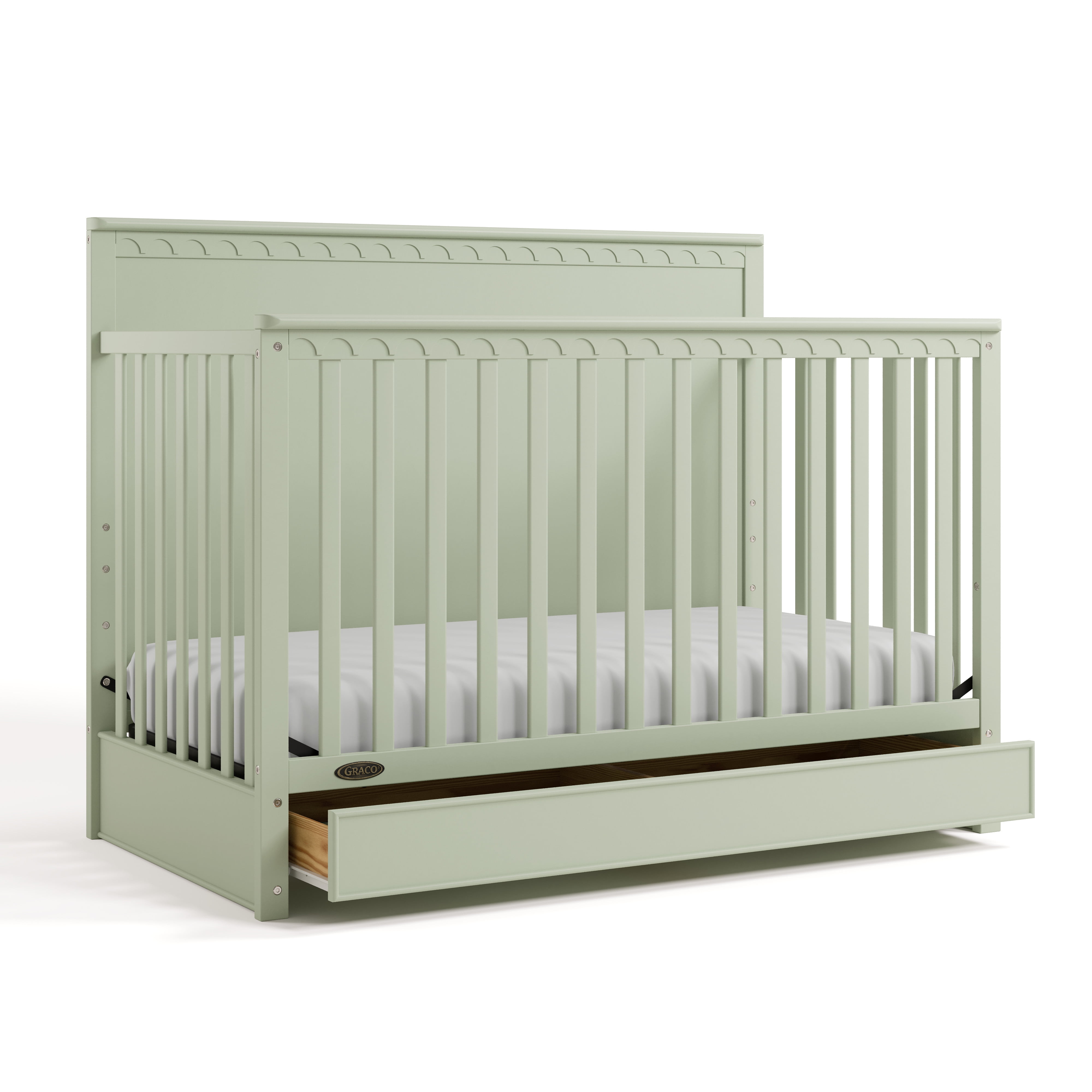 Graco Sasha 5-in-1 Convertible Baby Crib with Drawer, Sage