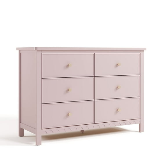 Graco Sasha 6 Drawer Nursery Double Dresser, Blush