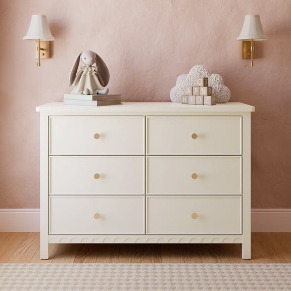 Graco Sasha 6 Drawer Nursery Double Dresser, Frosted Oat