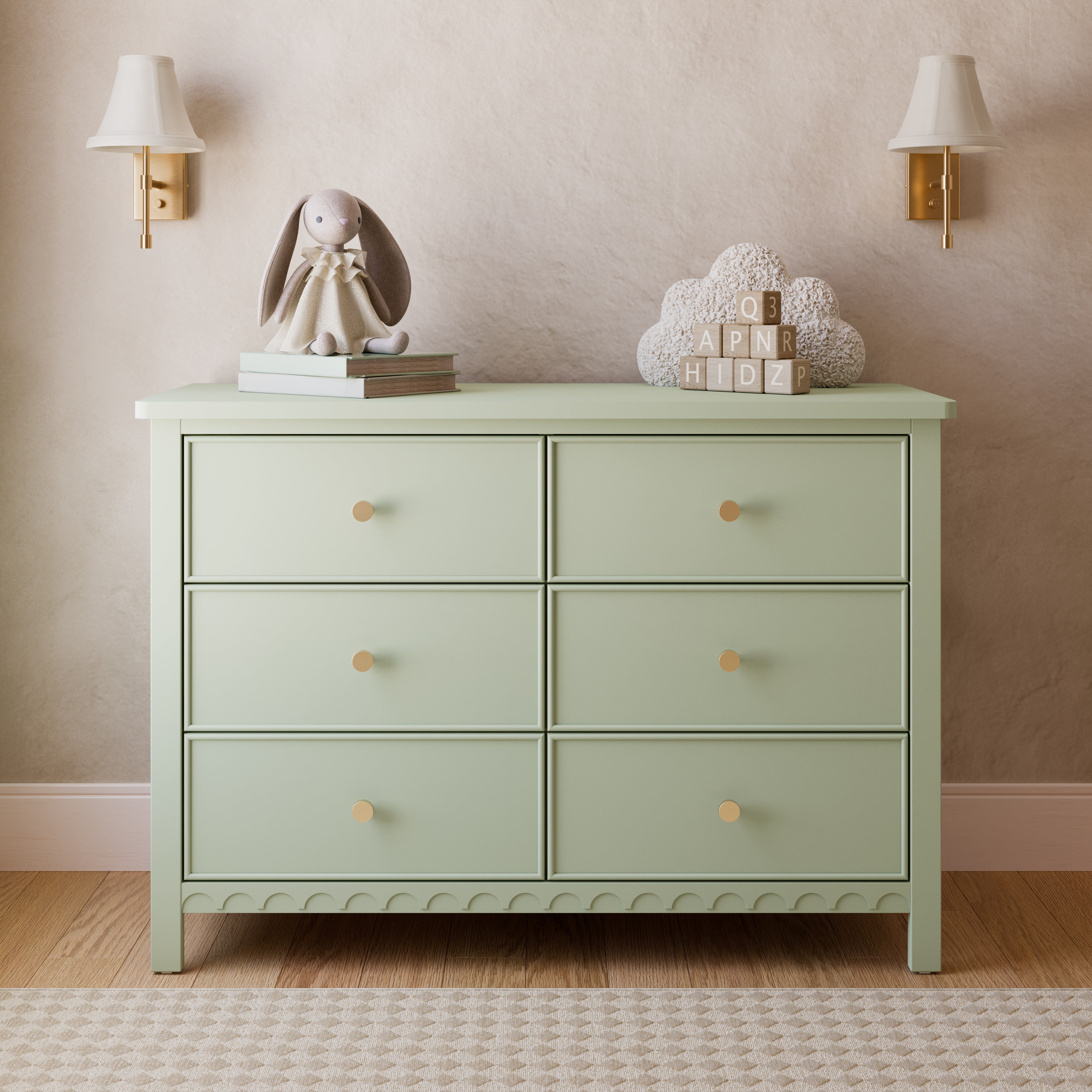 Graco Sasha 6 Drawer Nursery Double Dresser, Sage - Walmart.com