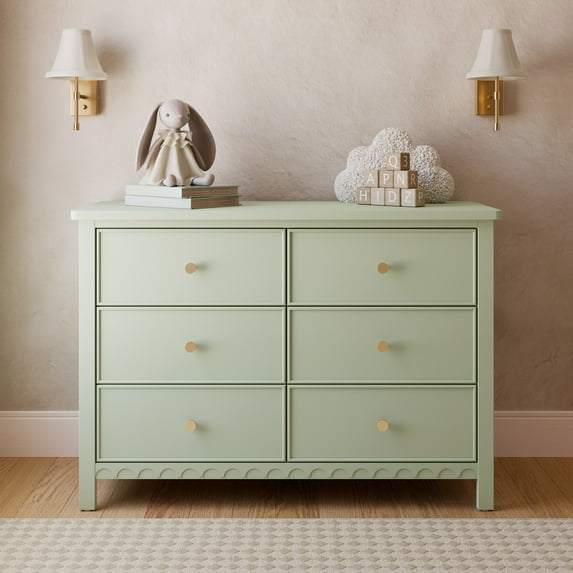 Graco Sasha 6 Drawer Nursery Double Dresser, Sage
