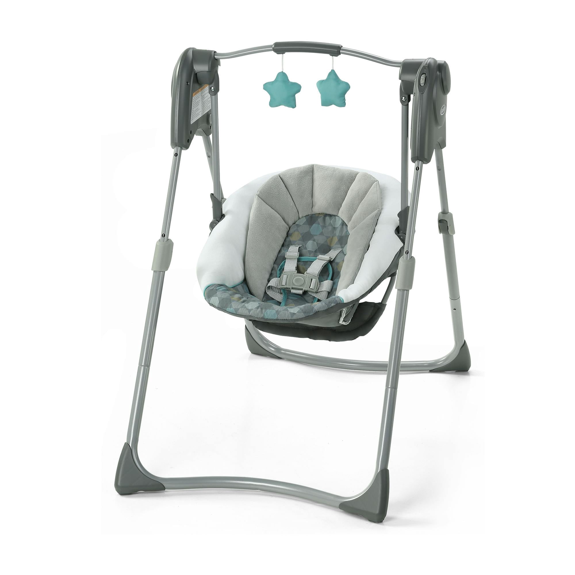 Graco Slim Spaces Compact Infant Swing, Space-Saving Design, Gray, Tilden