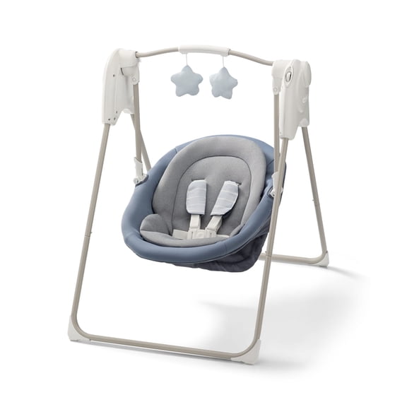 Graco Slim Spaces Compact Baby Swings for Infants, Infant Swing, Pristine, Blue