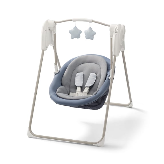 Graco Slim Spaces Compact Baby Swings for Infants, Infant Swing, Pristine, Blue