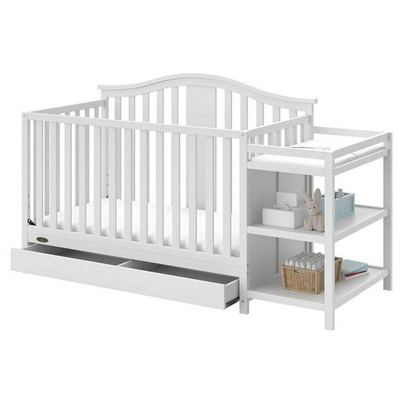 Graco Solano 4-in-1 Convertible Baby Crib and Changer with Drawer, White