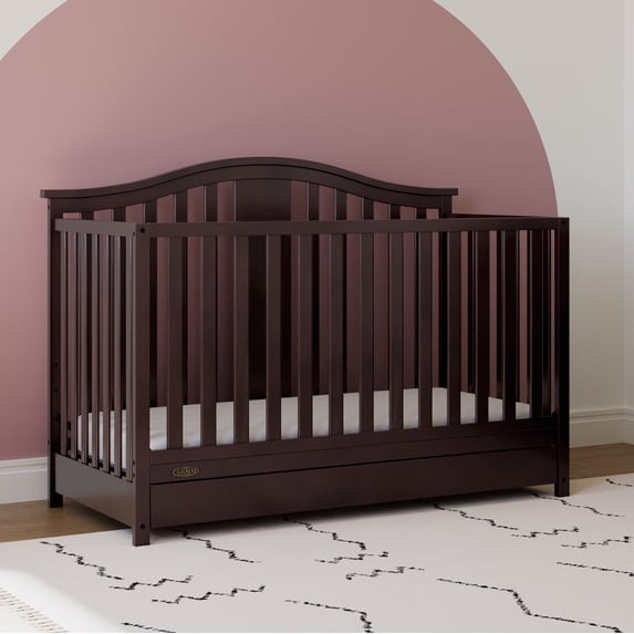Graco Solano 4-in-1 Convertible Baby Crib with Drawer, Espresso