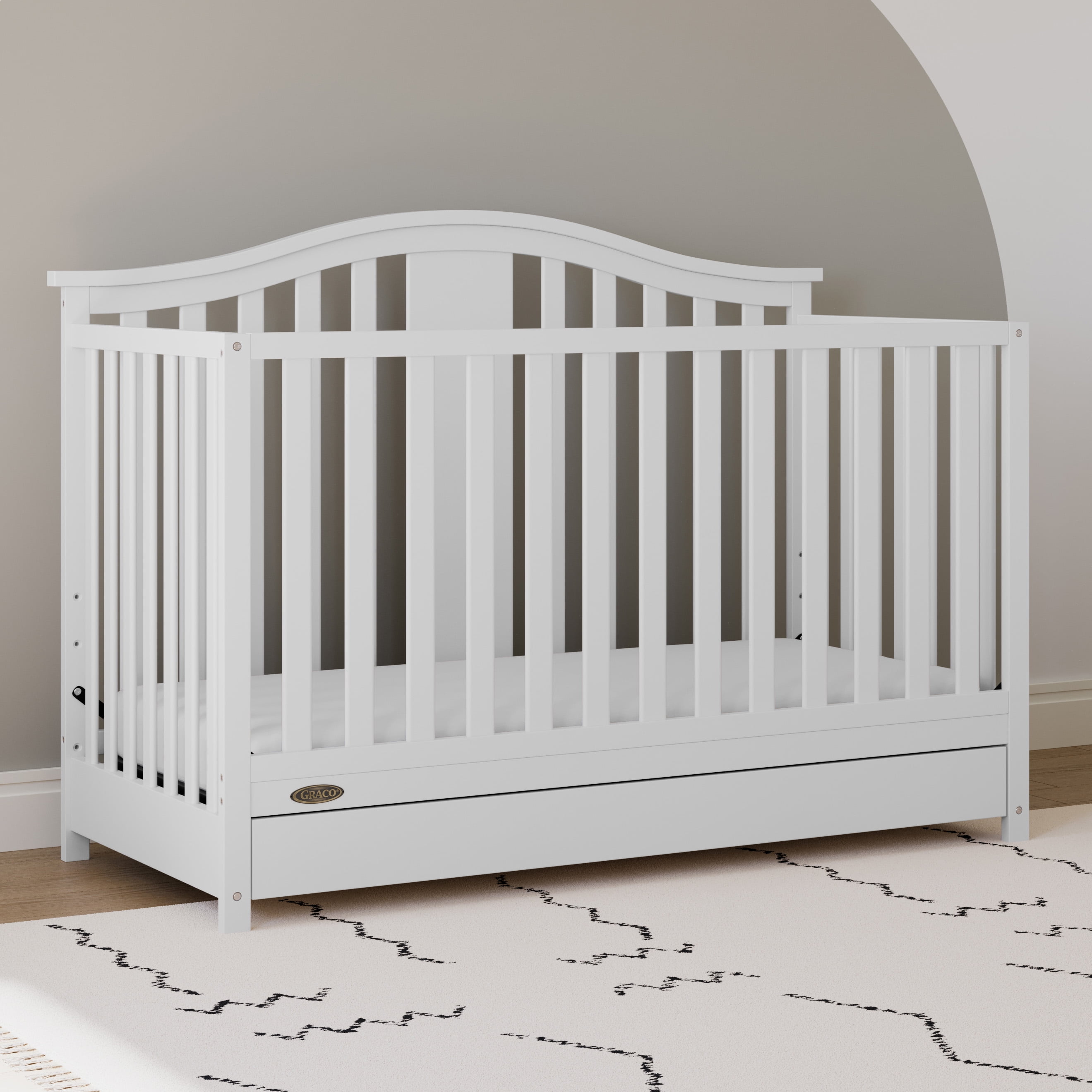 Graco Solano 4-in-1 Convertible Baby Crib with Drawer, White