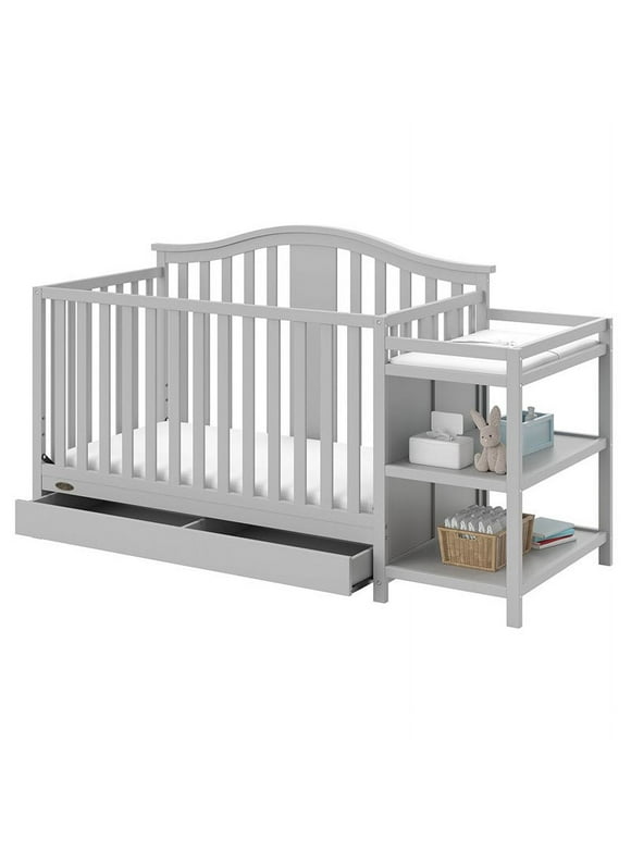 Graco Solano 4-in-1 Convertible Crib and Changer with Drawer, Pebble Gray