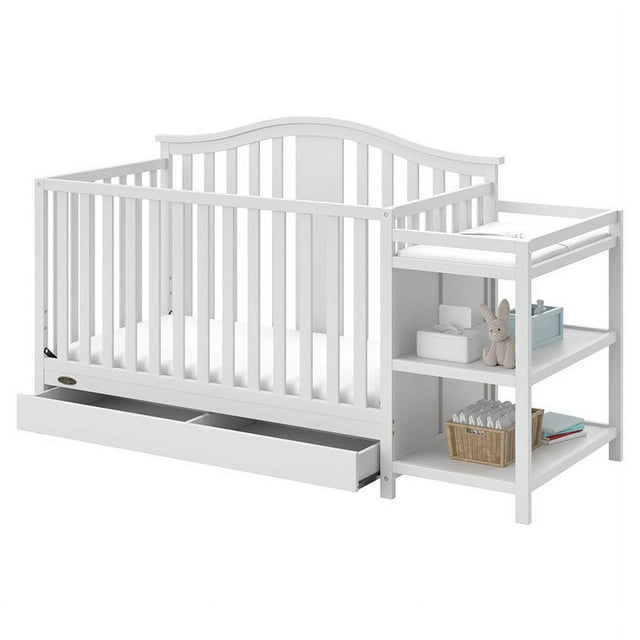 Graco Solano 4in1 Convertible Crib and Changer with Drawer, White