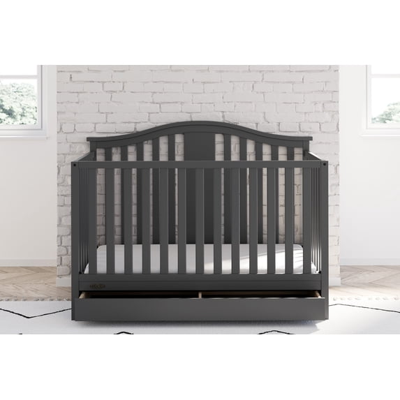 Graco Solano 5-in-1 Convertible Baby Crib with Drawer, Gray