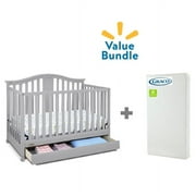 Graco Solano 5-in-1 Convertible Baby Crib with Drawer in Pebble Gray & Premium Foam Crib Mattress