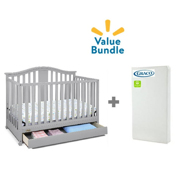 Graco Solano 5in1 Convertible Crib with Drawer in Pebble Gray