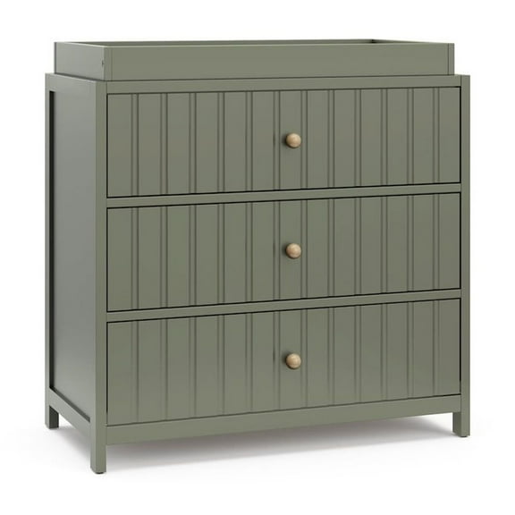 Graco Teddi 3 Drawer Dresser with Infant Changing Topper, Olive