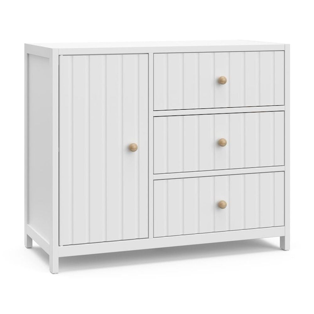 White GREENGUARD Certified 3-Drawer Combo Nursery Dresser