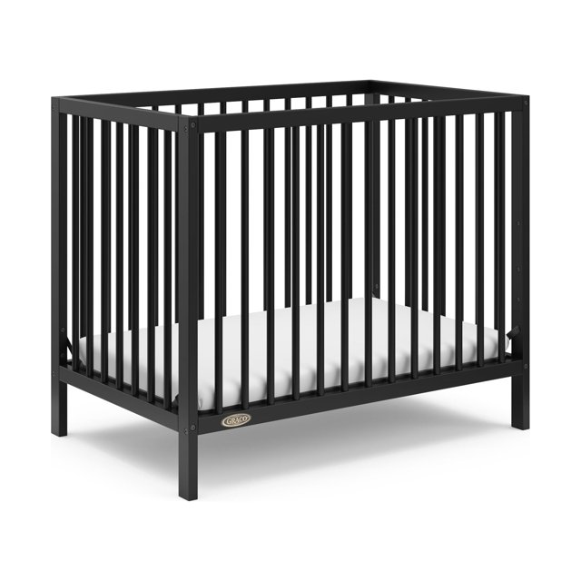 Graco Teddi 4in1 Convertible Mini Baby Crib with Mattress, Black