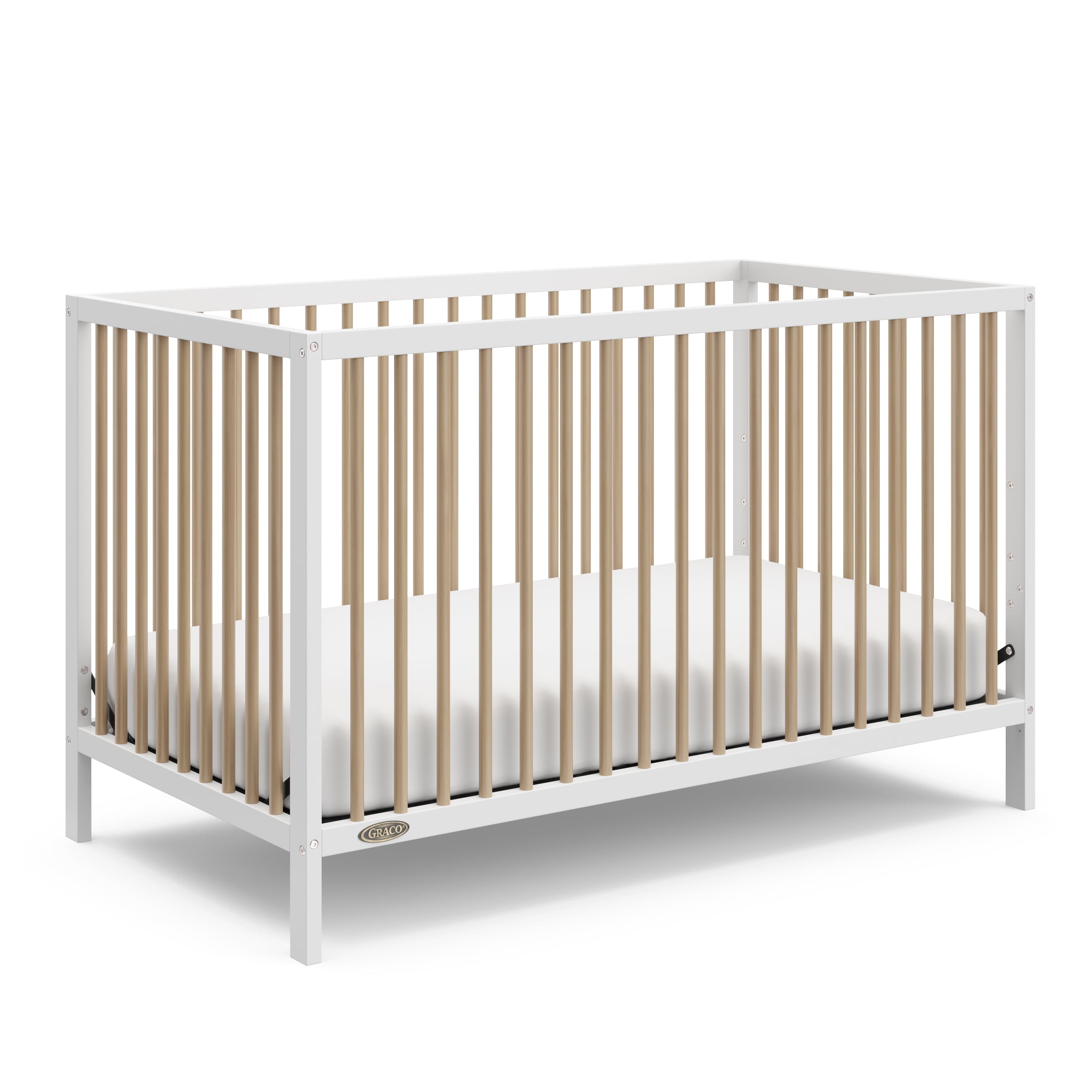 Graco Teddi 5-in-1 Convertible Baby Crib, White with Driftwood