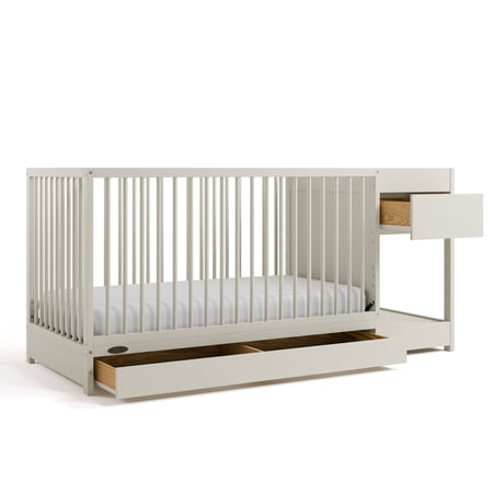 Graco Teddi 5-in-1 Convertible Baby Crib and Changer with Drawer, Frosted Oat