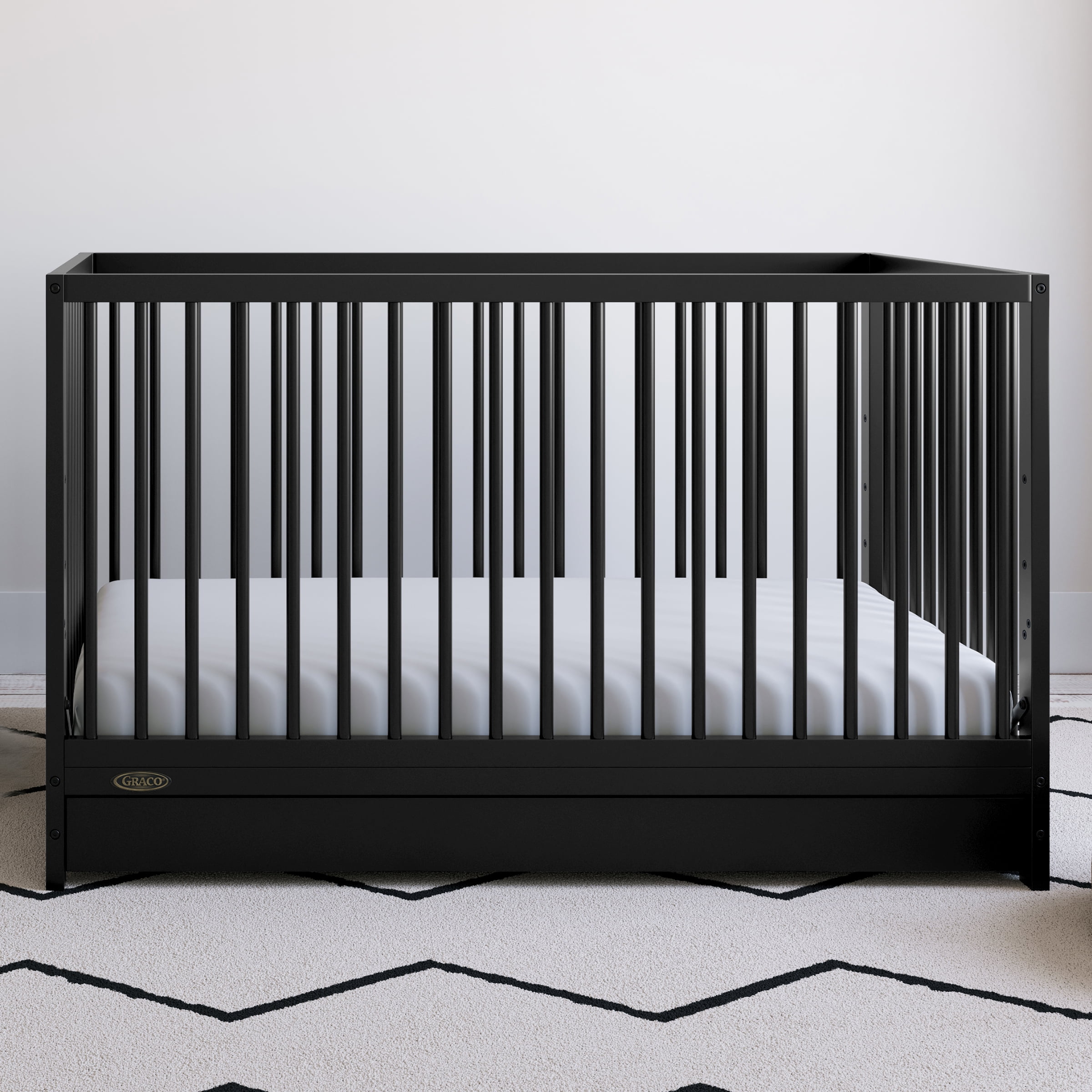 Graco Teddi 5-in-1 Convertible Baby Crib with Drawer, Black