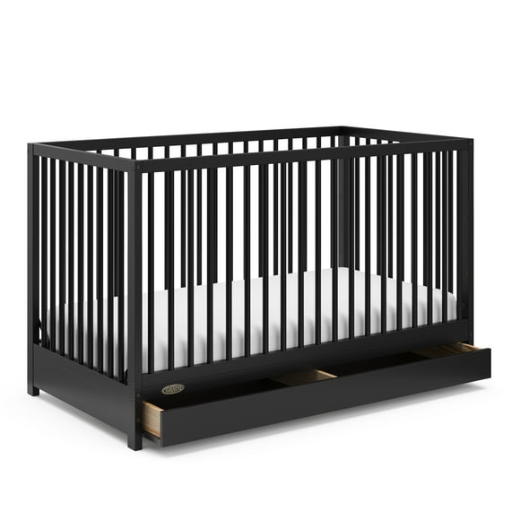 Graco Teddi 5-in-1 Convertible Baby Crib with Drawer, Black