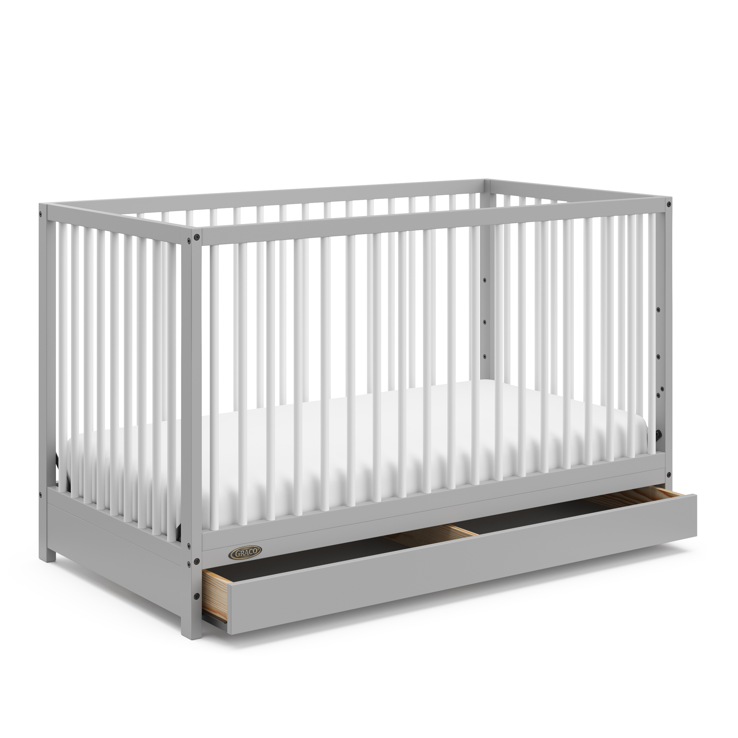 Graco Teddi 5-in-1 Convertible Baby Crib with Drawer, Pebble Gray and White - image 1 of 14