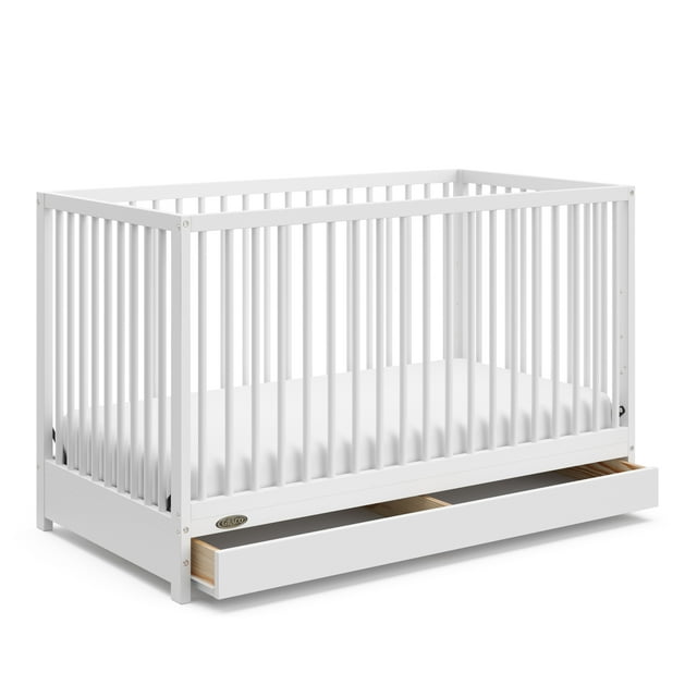 Graco Teddi 5-in-1 Convertible Baby Crib with Drawer, White