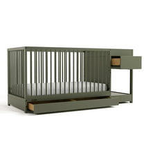 Graco Teddi 5-in-1 Convertible Baby Crib and Changer with Drawer, Olive