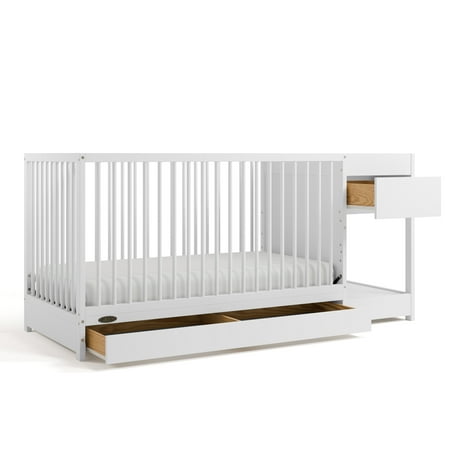 Graco Teddi 5-in-1 Convertible Baby Crib and Changer with Drawer, White