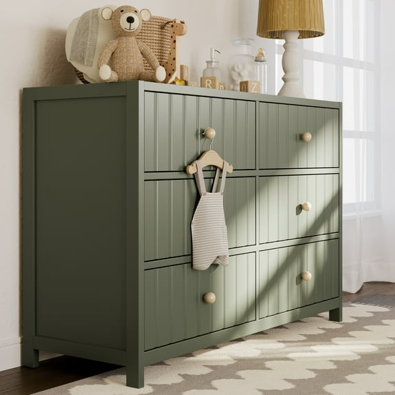 Graco Teddi 6 Drawer Nursery Double Dresser, Olive