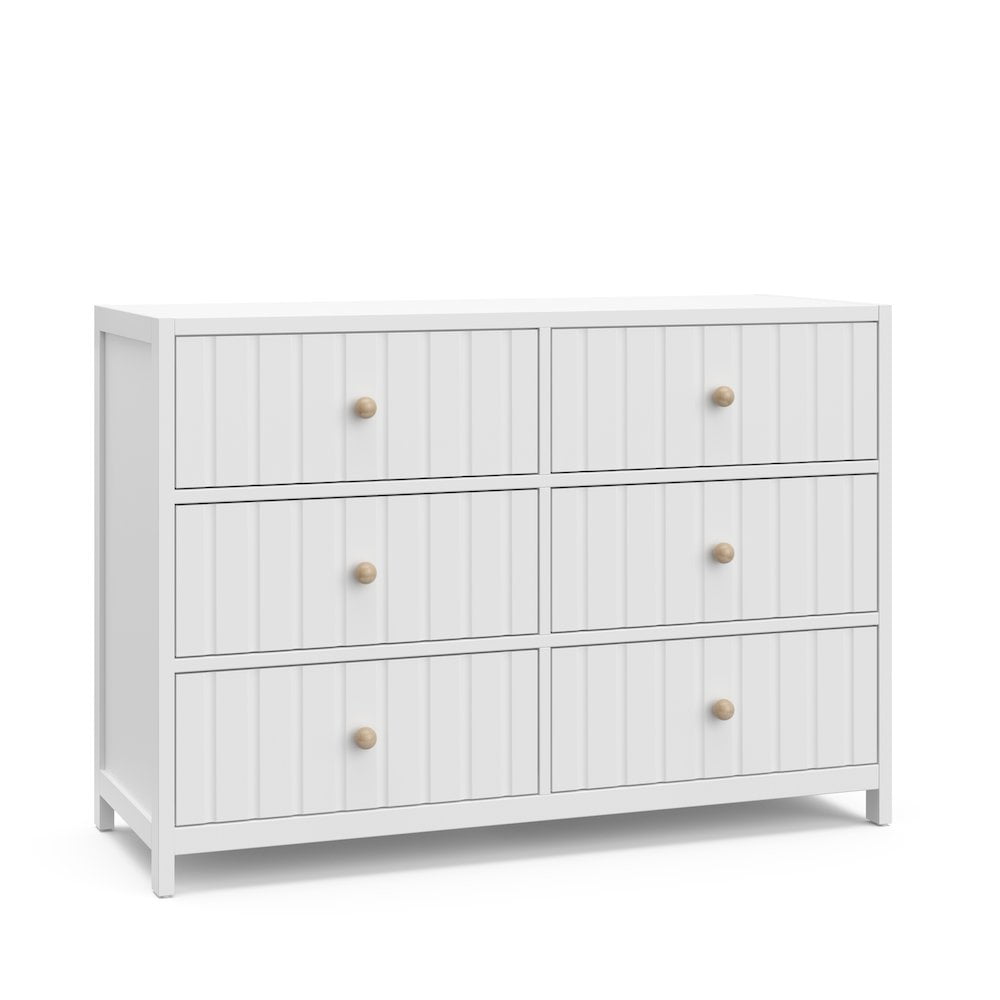 White Wood 6-Drawer Double Nursery Dresser