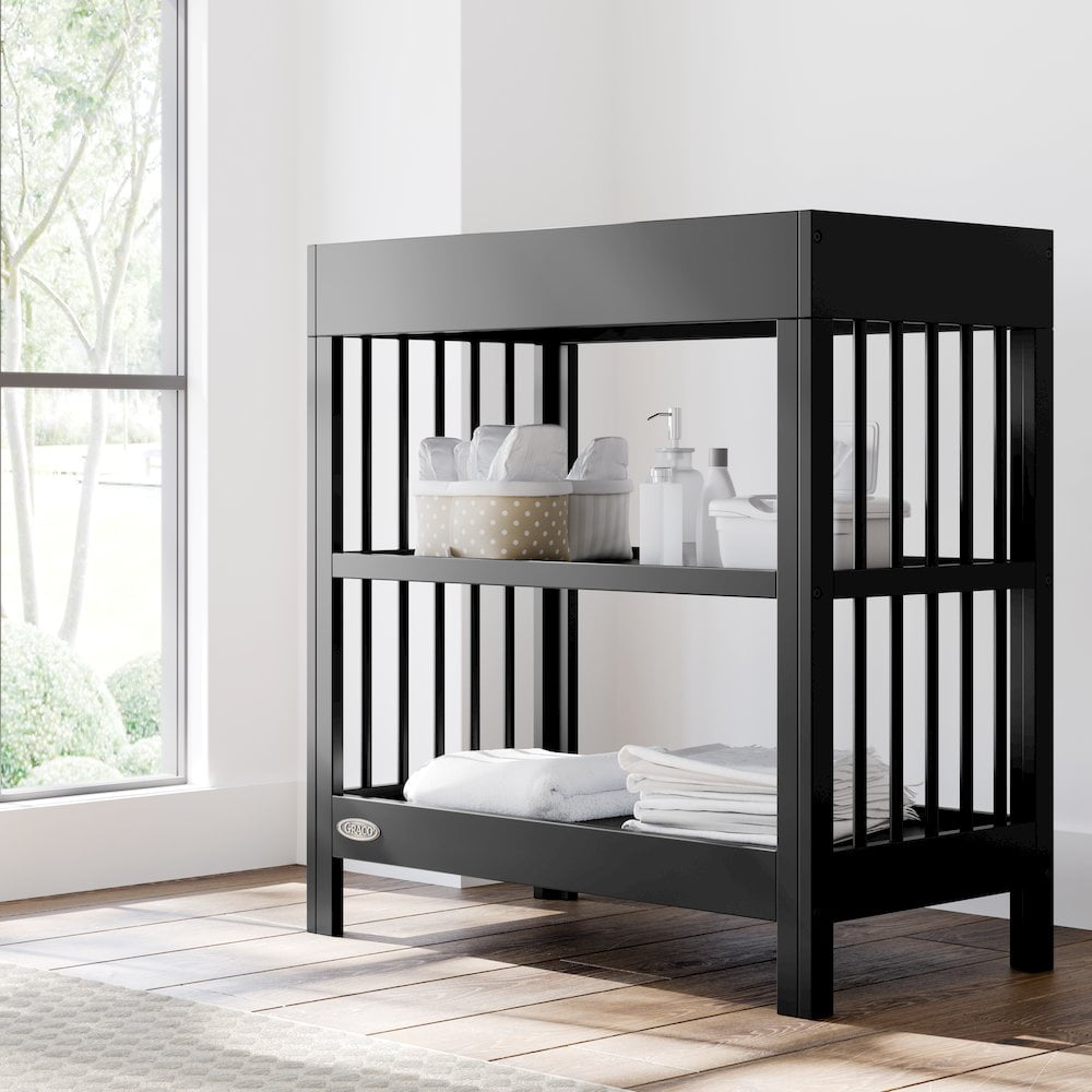 Graco Teddi Infant Wood Changing Table with Changing Pad, Black