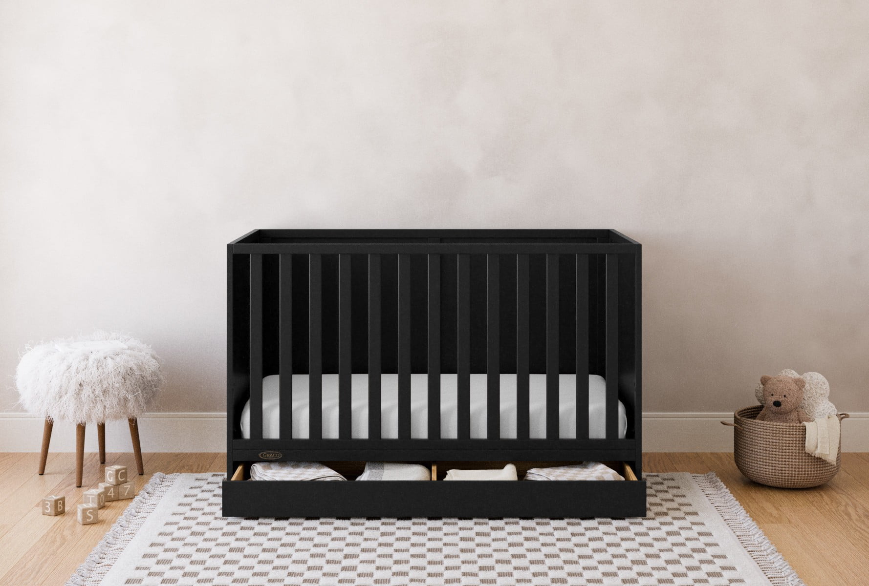Graco Theo 3-in-1 Convertible Baby Crib with Drawer, Black