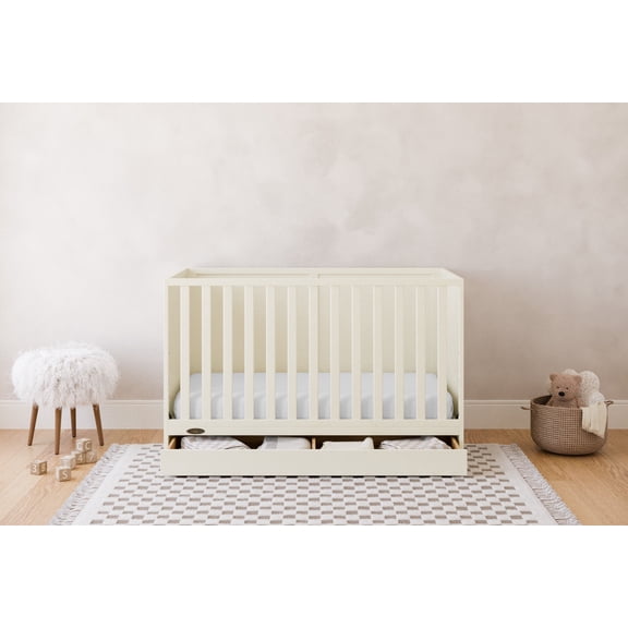 Graco Theo 3-in-1 Convertible Baby Crib with Drawer, Frosted Oat