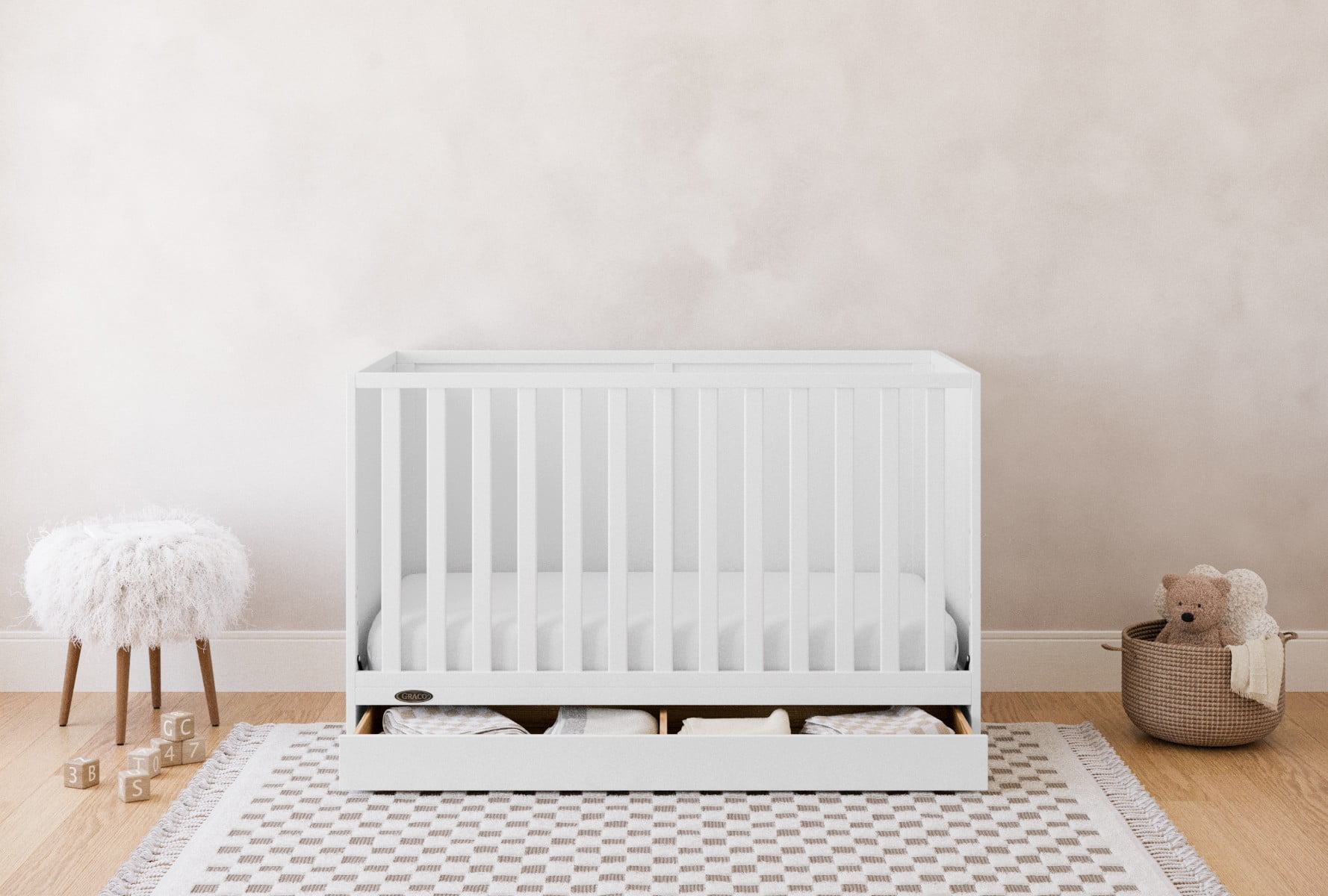 Graco Theo 3-in-1 Convertible Baby Crib with Drawer, White