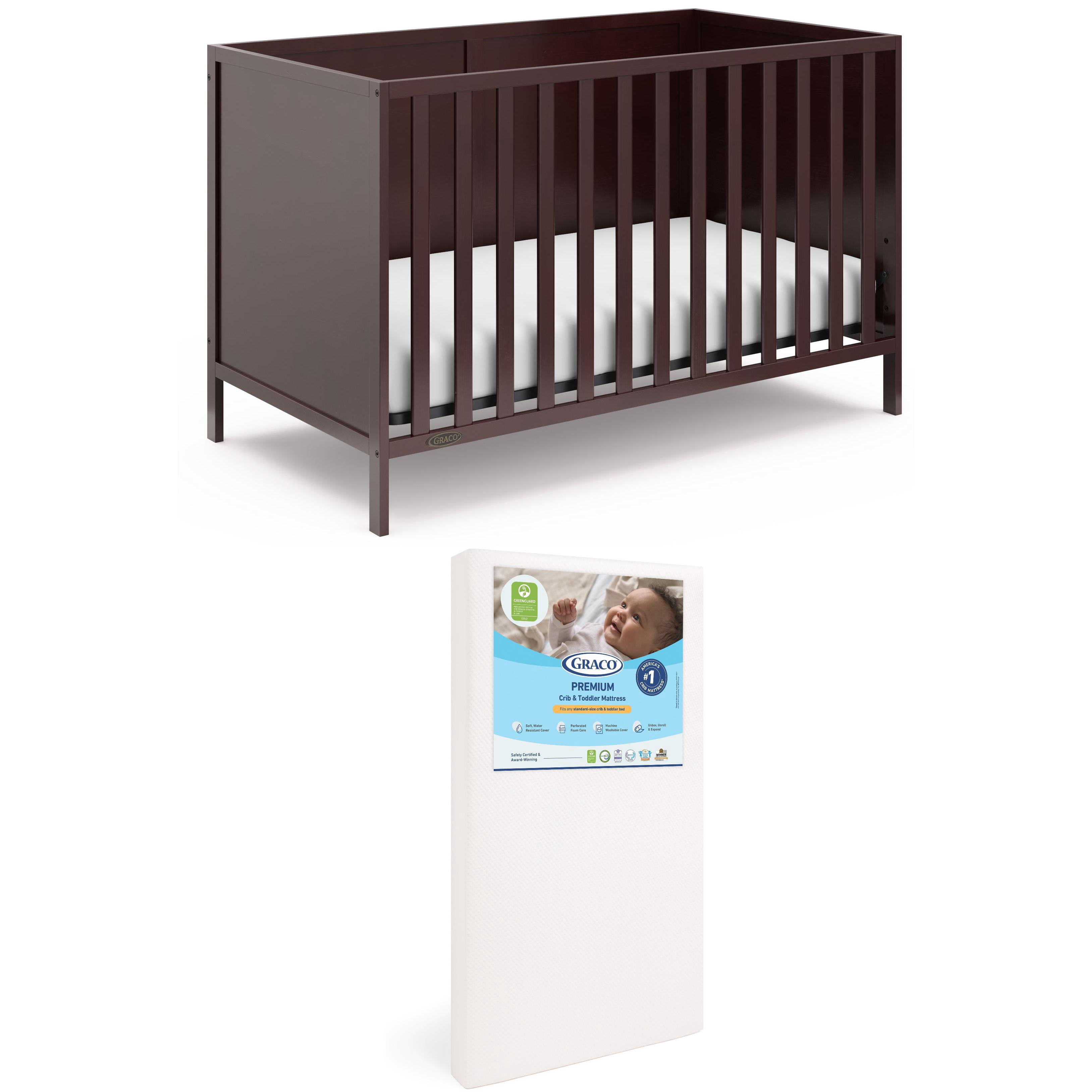 Graco Theo 3-in-1 Convertible Crib and Premium Crib & Toddler Mattress