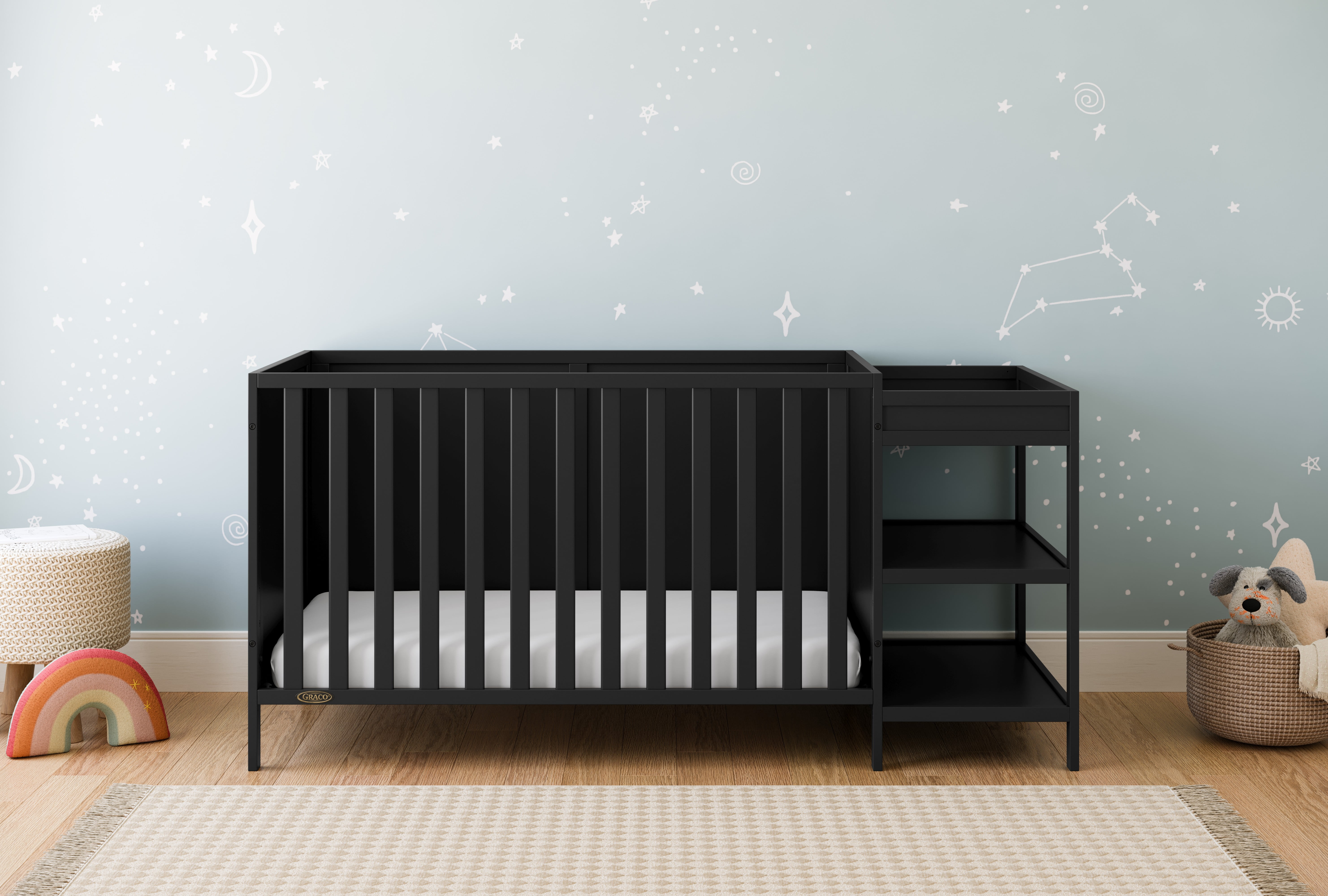 Graco Theo 5-in-1 Convertible Baby Crib and Changer, Black