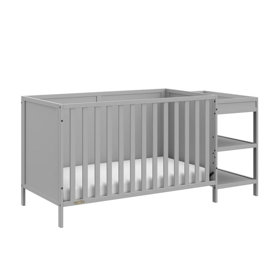 Graco Theo 5-in-1 Convertible Baby Crib and Changer, Pebble Gray