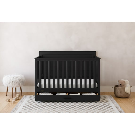 Graco Tristan Convertible Baby Crib with Drawer, Black