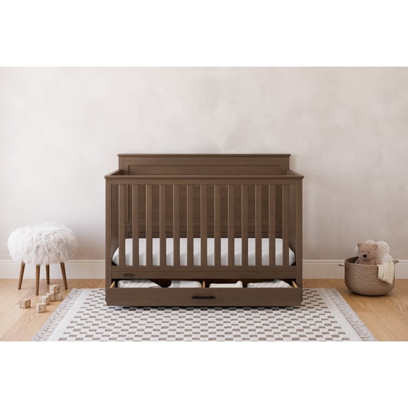 Graco Tristan Convertible Baby Crib with Drawer, Hazelnut