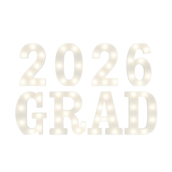 Grad 2026 Led Marquee Light up Letters 8.6 Inch Height Graduation Decoration, Acrylic Letter Signs with Battery Power for Table Display Wall Mount Preoffice High office College Party, 8 Light Signs