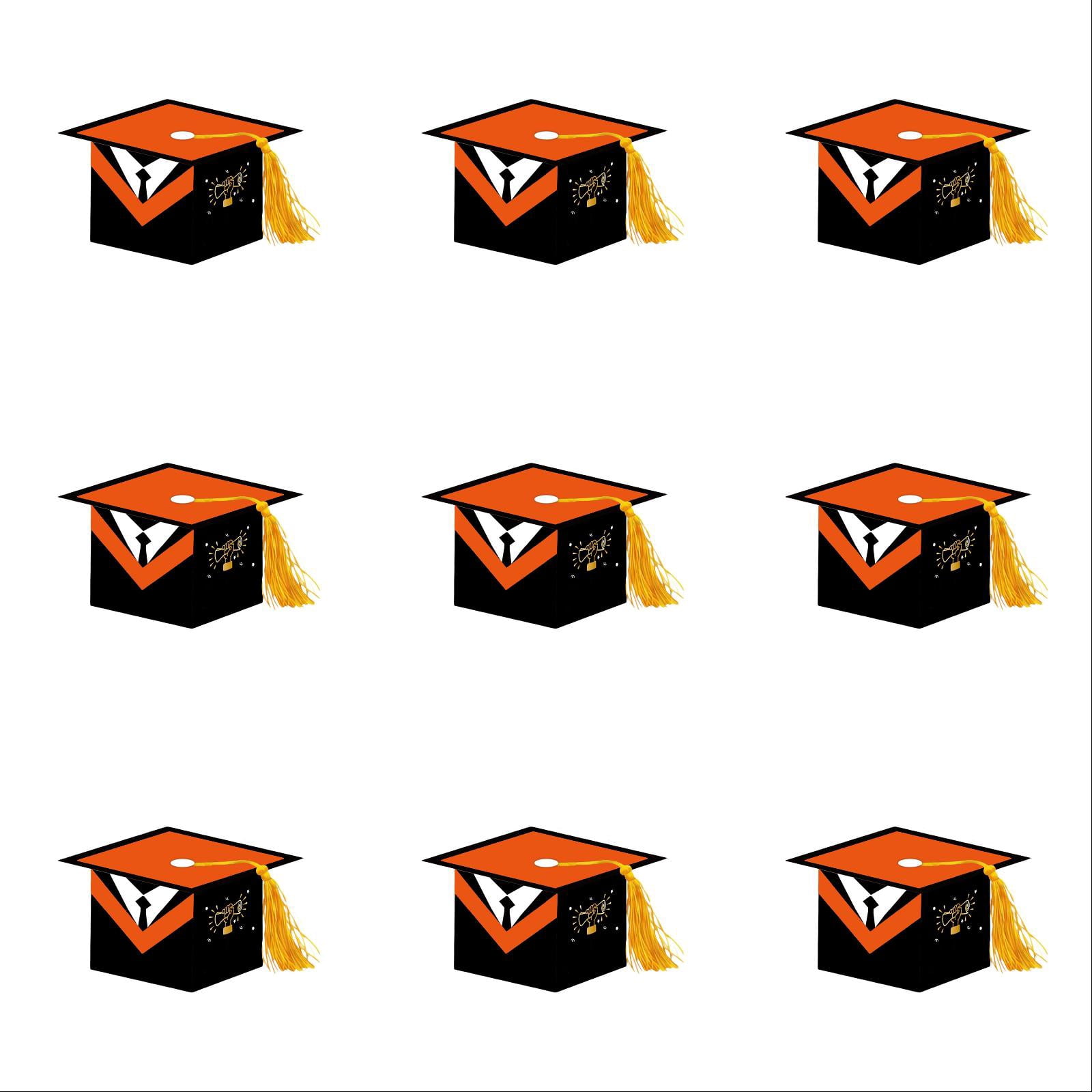 Grad Cap Candy Boxes 30 Pcs - Graduation Party Favors, DIY Gift Boxes for Ceremony, Party and Graduation Decorations, Orange, 3.54 Inch