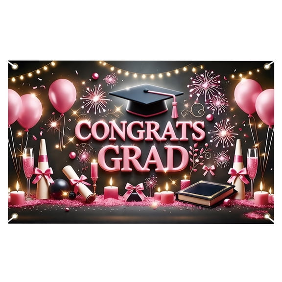 Grad Congratulations Banner Graduation Decorations Class of 2026, Graduation Backdrop 2026 Graduation Party Decorations, 6x4Ft Banner for Photo & Celebration Parties