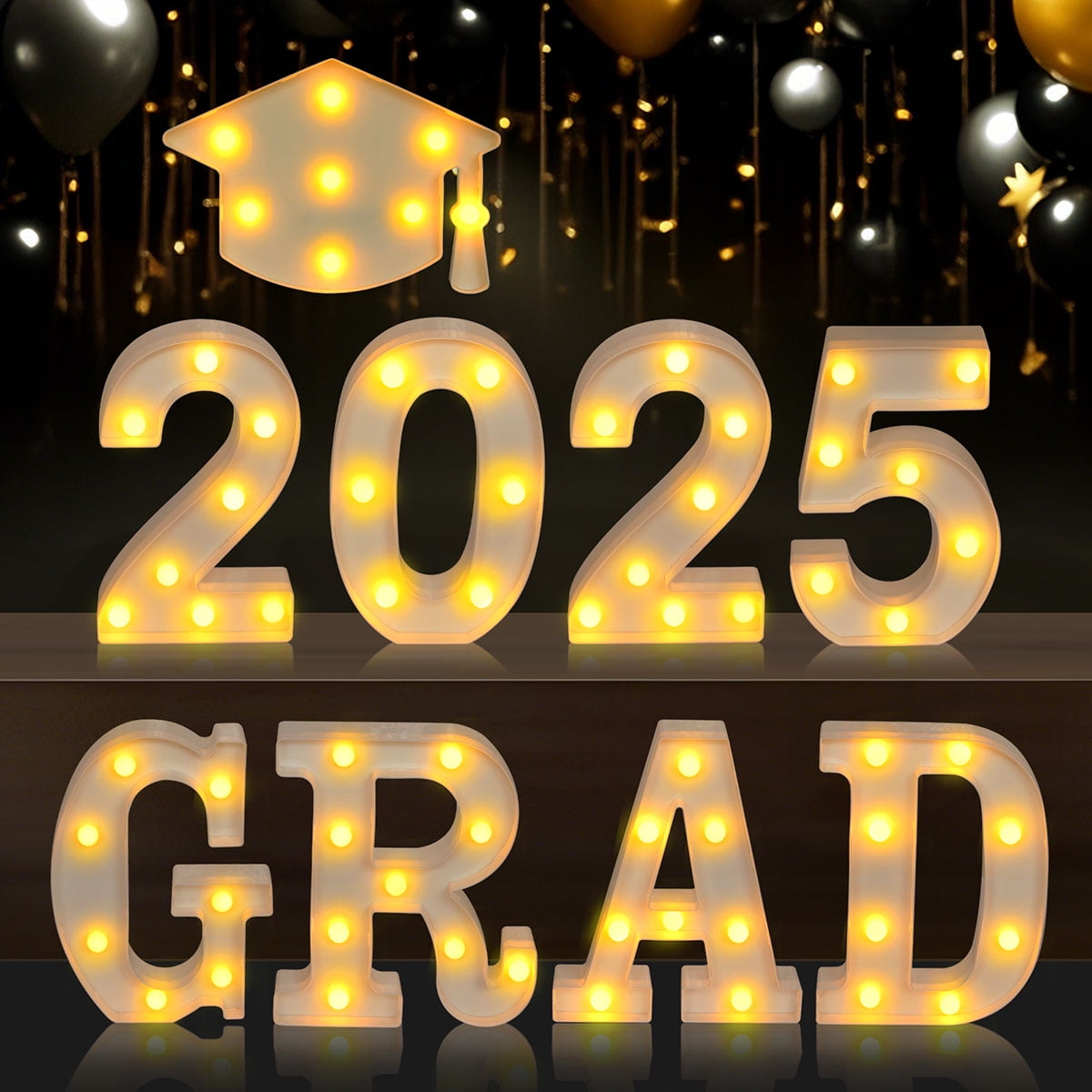 Cabilock 2025 Graduation Decorations - 27.95-Inch LED Light Up GRAD Marquee Letters | Class Of 2025 Party Signs For Wall Or Table