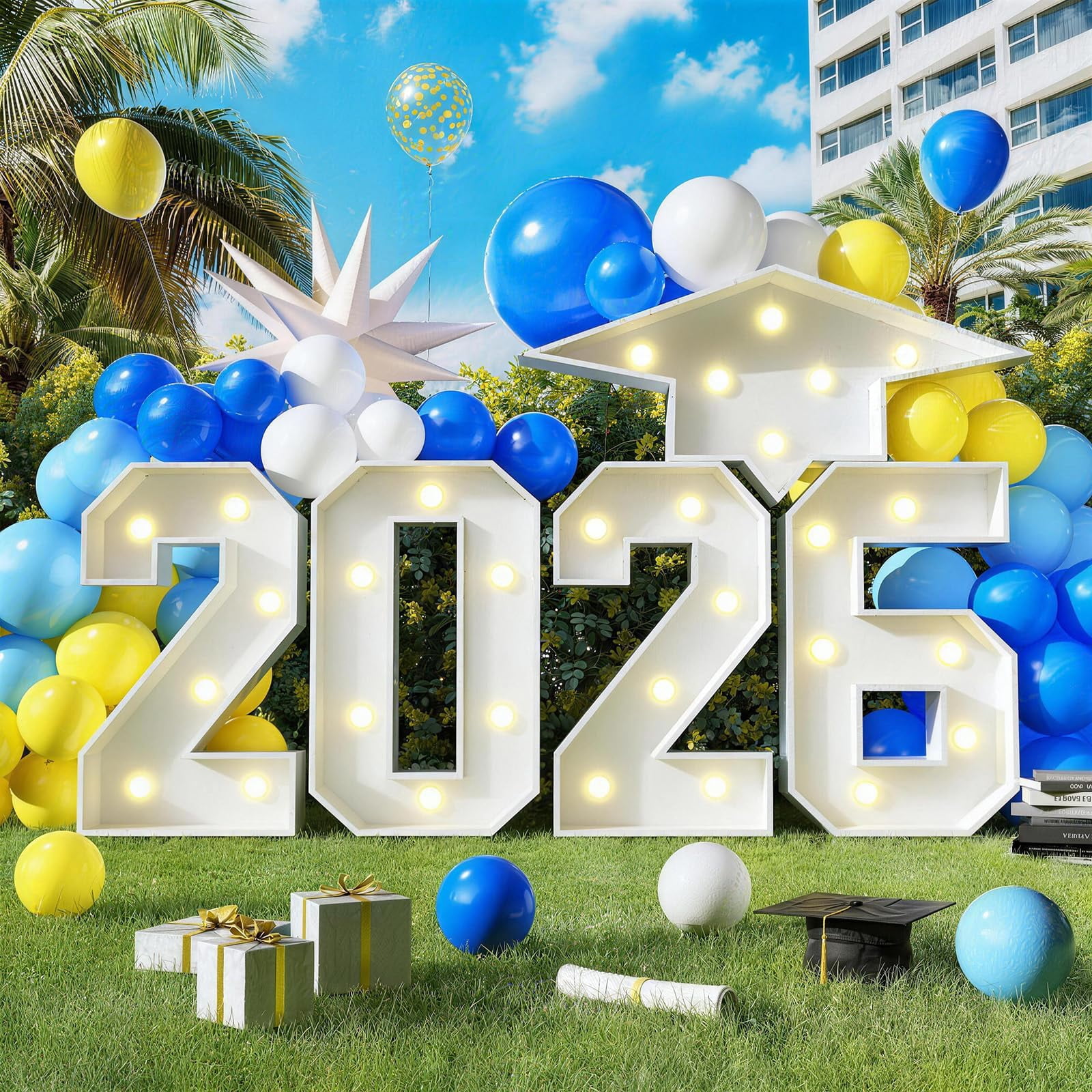 Grad Marquee Letters 3FT for 2026 Graduation Decorations, White Large Light Up Letters Graduation Cap Grad Letter with Lights for Class of 2026 Preschool High School College Grad Party